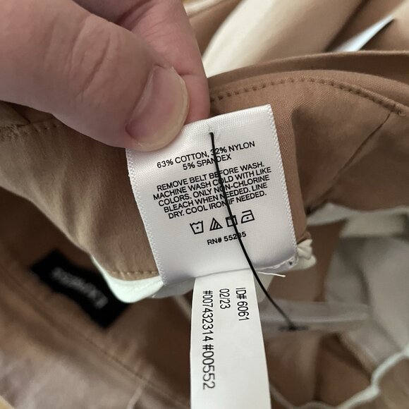 Express Women 4R Tan Pleated Super High Rise Belted Paperbag Wide Leg Pants NWT - Picture 15 of 15